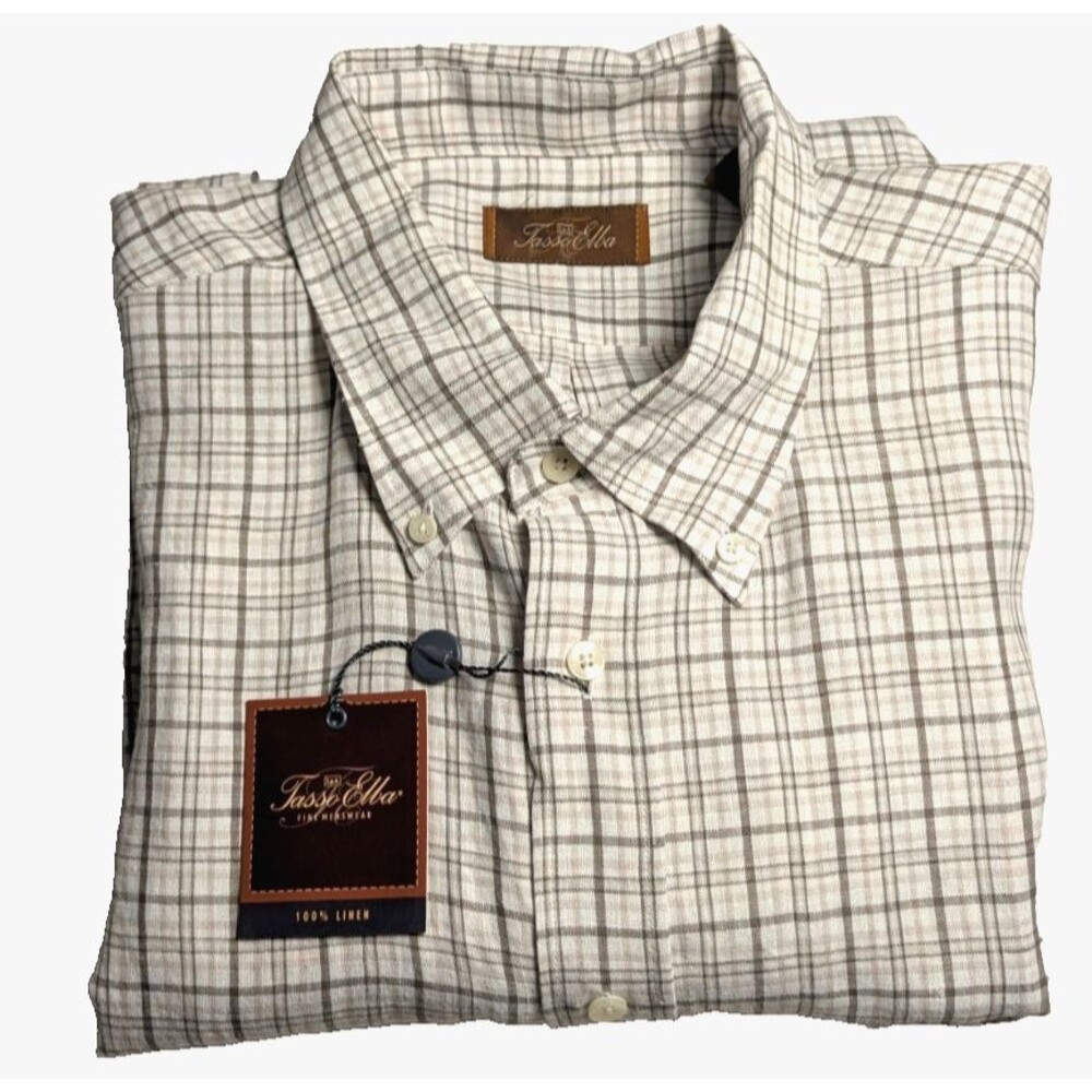 Vintage Tasso Elba Linen Short Sleeve Shirt Mens XXL NEW